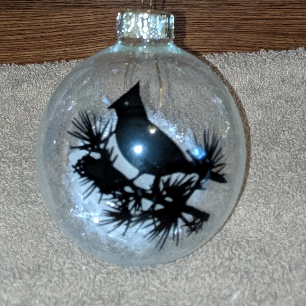 Cardinal glass ornament hand-painted